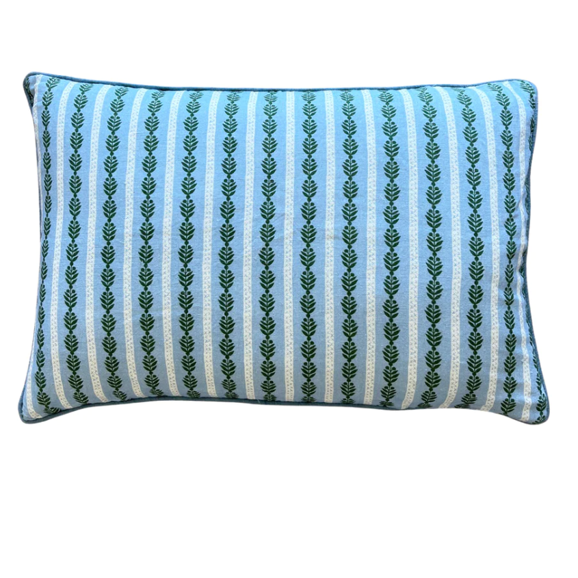 Blue Vine Leaf Cushion Cover  -LUXE AND BEAU