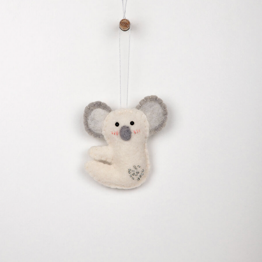 Hanging Felt Koala - White | Papaya