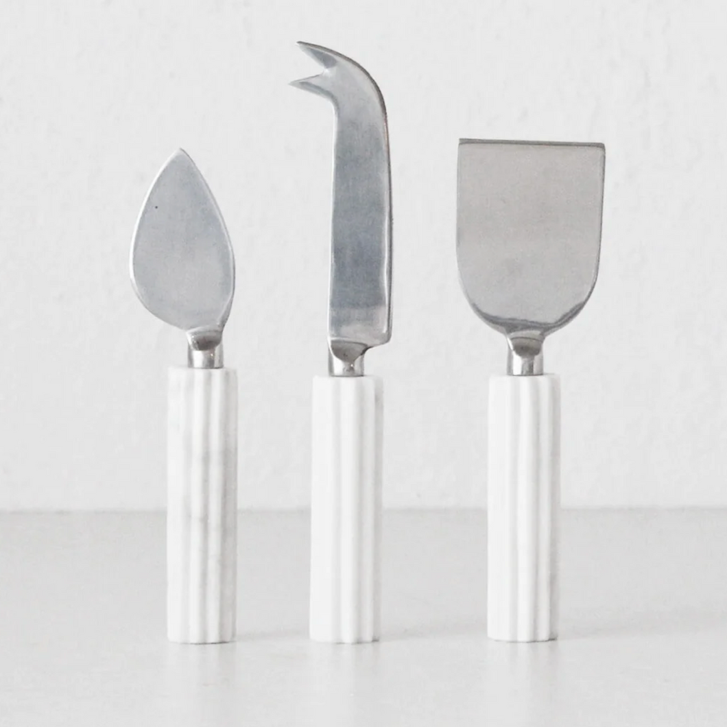Mara Cheese Knives - Set of 3 | Marble/Steel