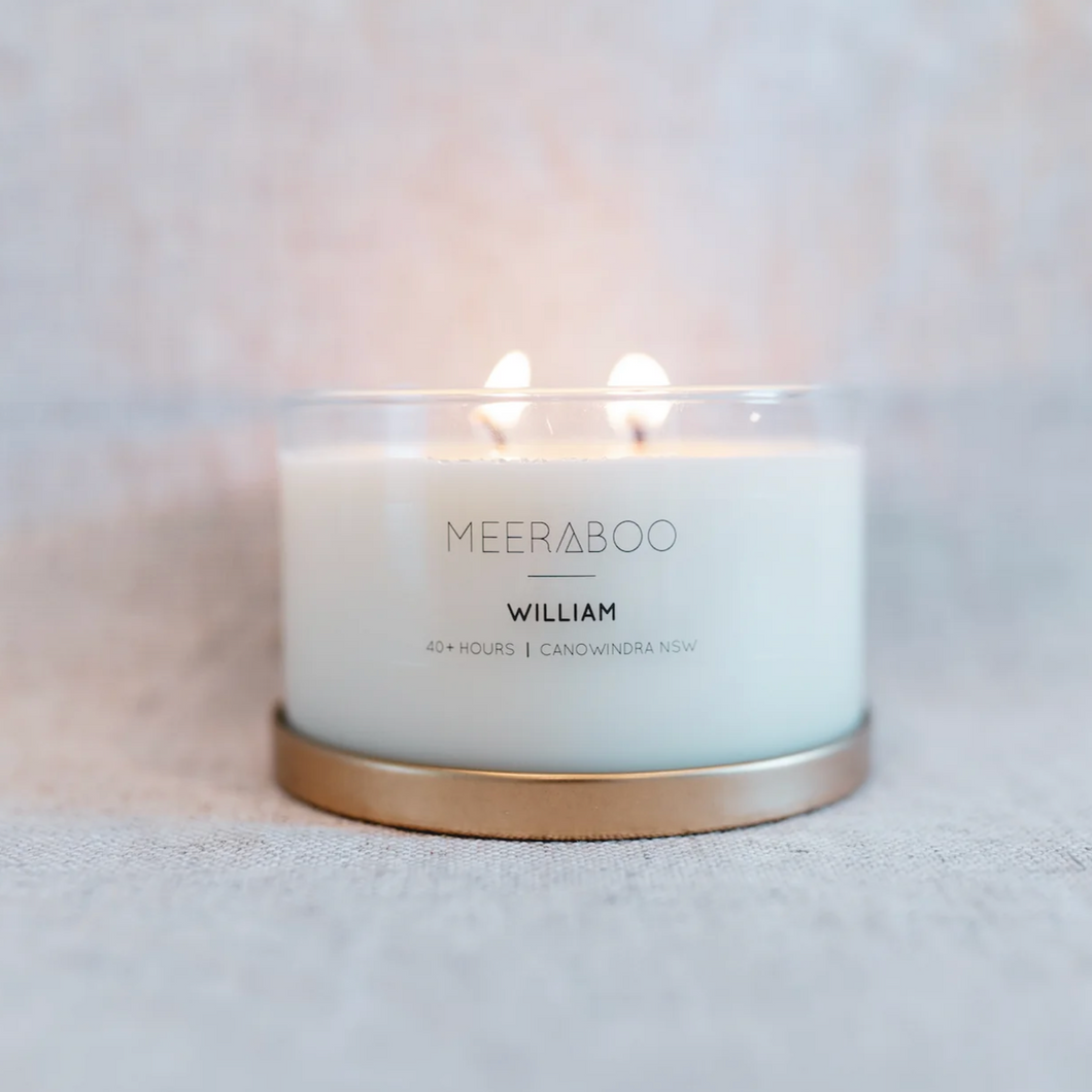 Meerabo Wiliam candle. mandle, made in NSW at Unearthed Homewares