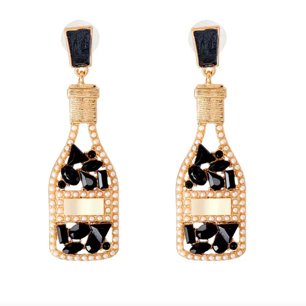 Black & Gold Champagne Earrings | Greenwood