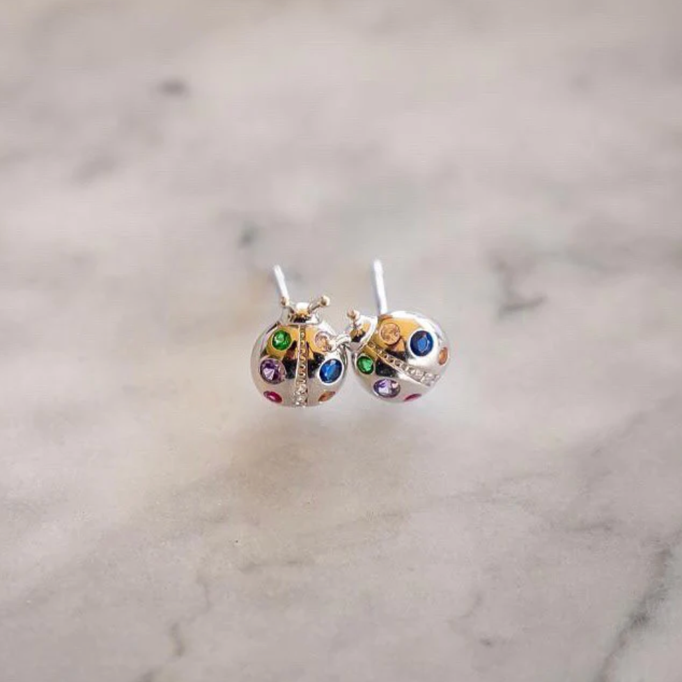 Petite Ladybird Silver Earrings | Greenwood