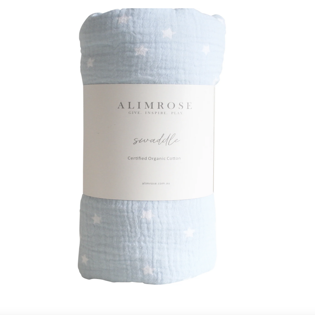 Muslin Baby Swaddle | Baby Blue Starry Night