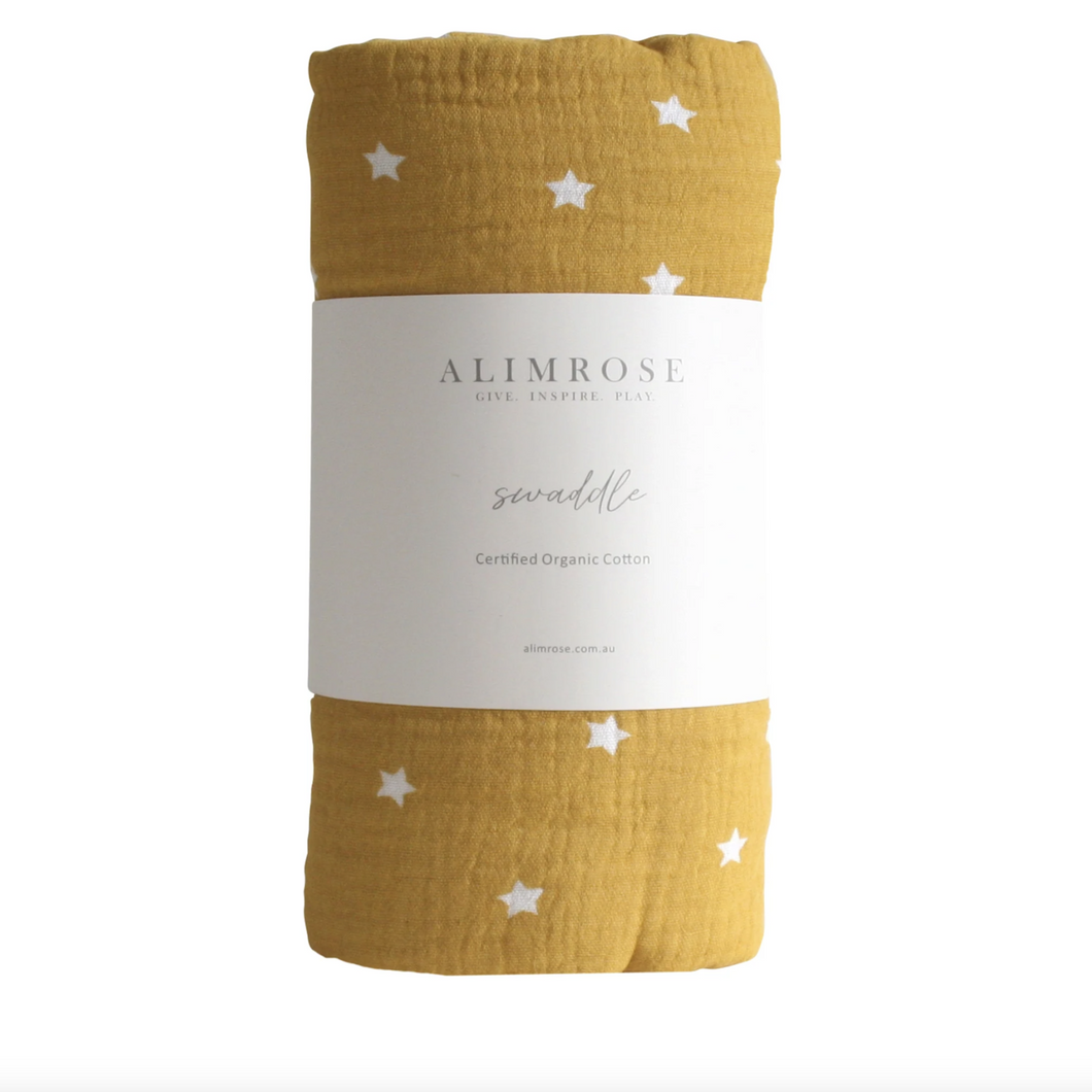 Muslin Baby Swaddle | Butterscotch Starry Night