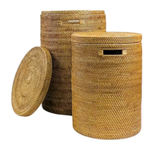 Load image into Gallery viewer, Rattan Laundry Bin with Lid - Tan
