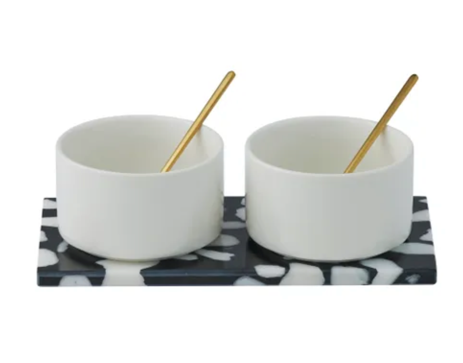 Hide 5pc Terrazzo Set | Black and White