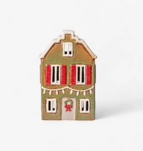Load image into Gallery viewer, Tea Light House with Shutters | Christmas Green
