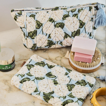 Load image into Gallery viewer, Hydrangea Blue Velvet Toiletry Bag
