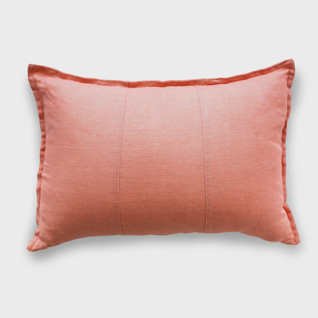 Spiced Coral Linen Lumbar Cushion