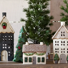 Load image into Gallery viewer, Tea Light Cottage with Christmas Swag
