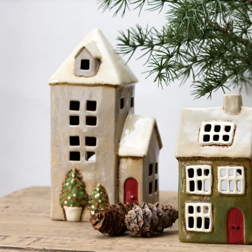 Ceramic Tea Light Parish in Christmas Stone from French Country Collections