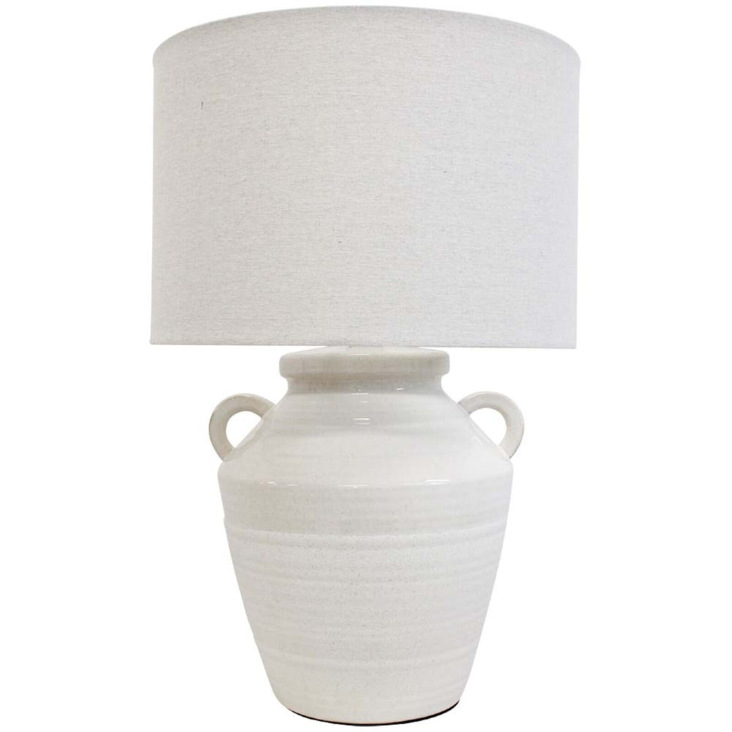 Large Ceramic Lamp with Linen Shade