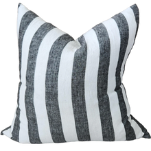 Load image into Gallery viewer, Wide Black Stripe French Linen Cushion
