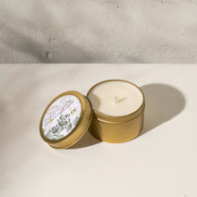 Load image into Gallery viewer, Handpoured Soy Candle in Travel Tin | Brass
