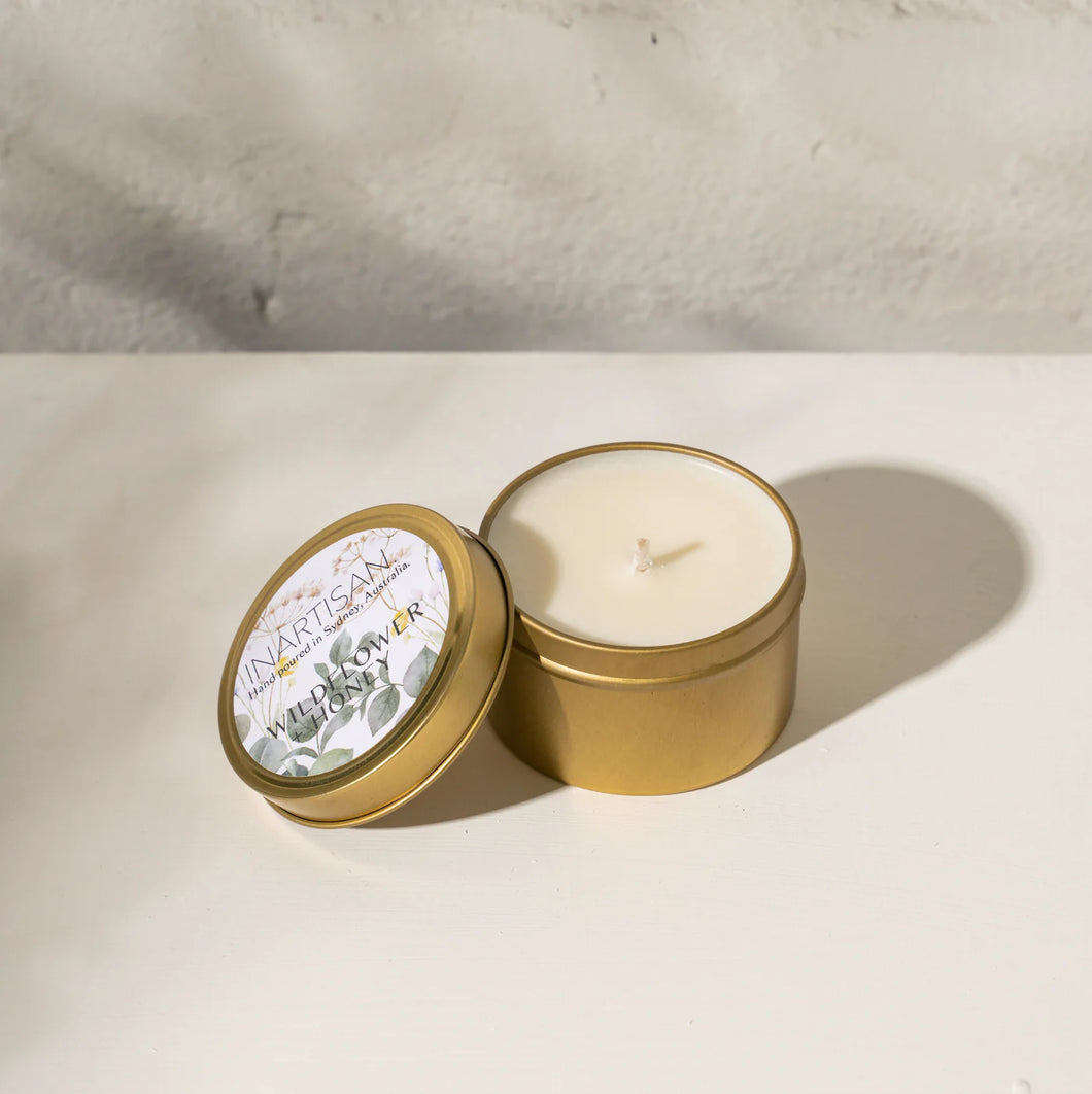 Handpoured Soy Candle in Travel Tin | Brass