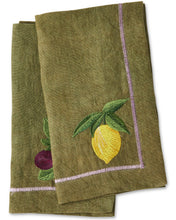 Load image into Gallery viewer, Autumn Fruits Embroidered linen Napkins Set 4 || Kip &amp; Co
