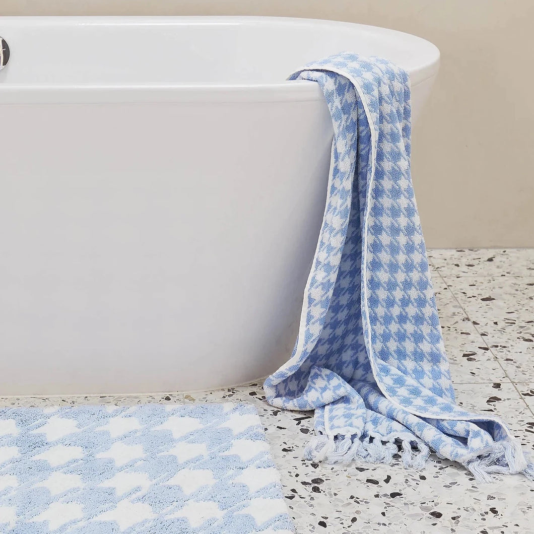 Houndstooth Blue Bath Mat || Kip & Co