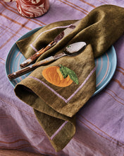 Load image into Gallery viewer, Autumn Fruits Embroidered linen Napkins Set 4 || Kip &amp; Co
