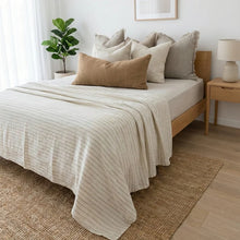 Load image into Gallery viewer, Camel Stripe Linen Blend Cushion
