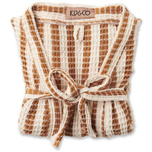 Load image into Gallery viewer, Tan Cream Stripe Waffle Bath Robe
