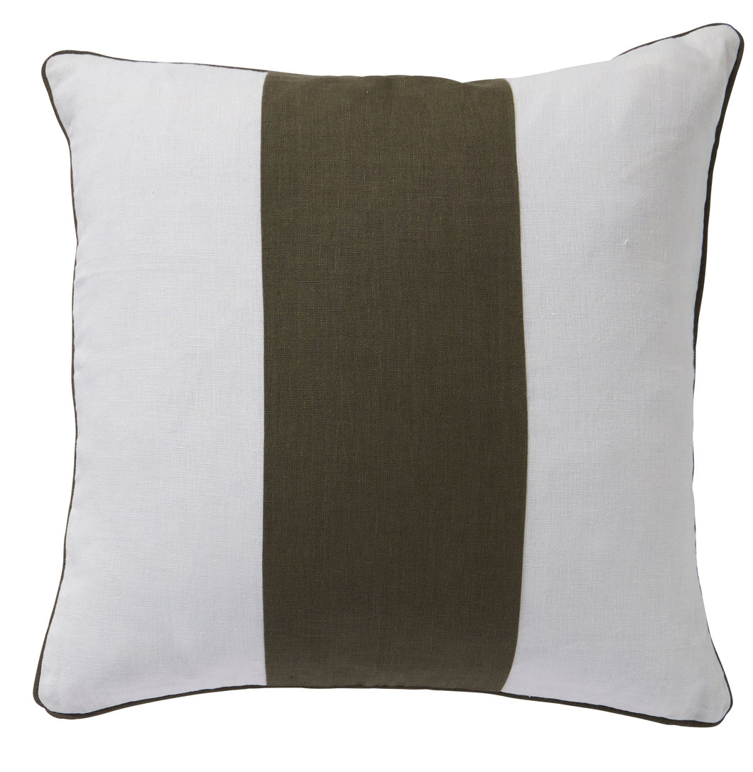 Linen Modena Stripe Olive Cushion | Paloma Living