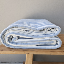 Load image into Gallery viewer, Cotton Quilted Bedcover - Blue Stripe
