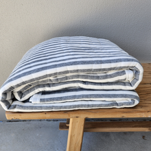 Load image into Gallery viewer, Cotton Quilted Bedcover - Charcoal Stripe
