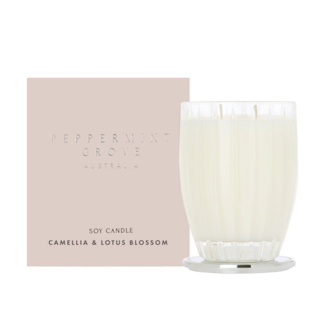 camellia and lotus blossom candle by peppermint grove at Unearthed Homewares