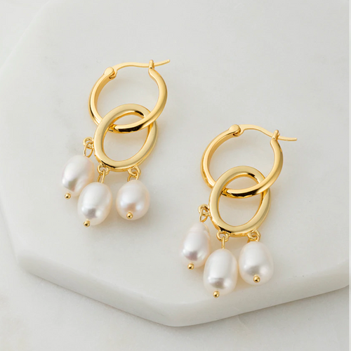 gold plated fresh water pearl earrings by Zafino at Unearthed Homewares
