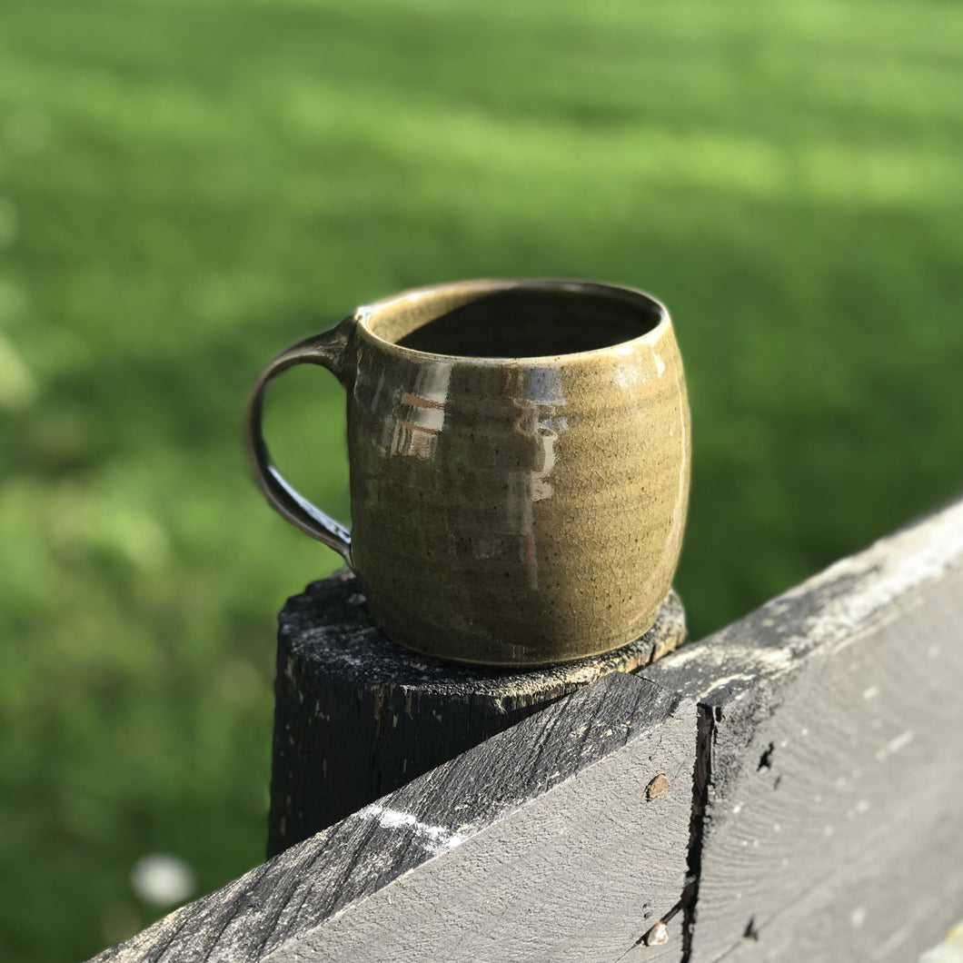 Olive Green Mug by Rebecca Dowling handmade pottery at Unearthed Homewares
