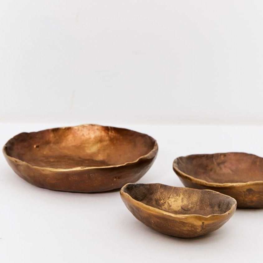 Dante Hand Beaten Brass Bowls by Papaya at Unearthed Homewares